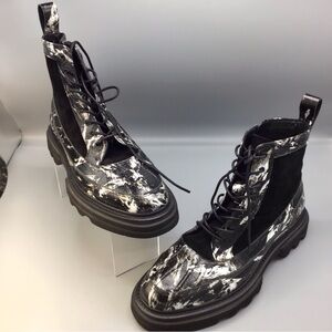 MARC NOLAN Black & White Marble Combat Boots